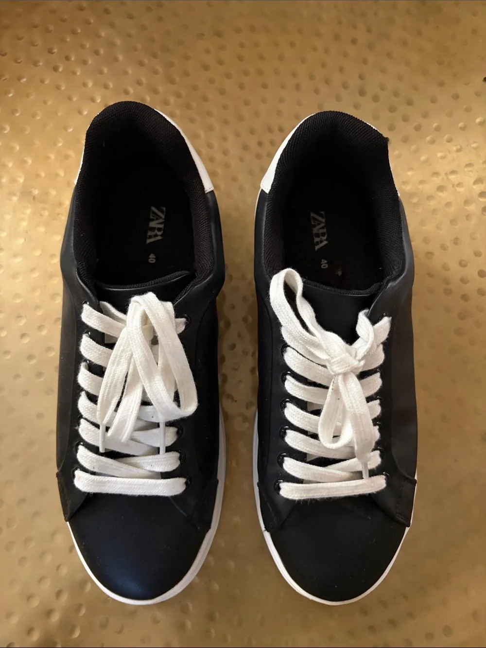 Zara Black Sneakers with White Laces
